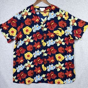 Christie & Jill Shirt Womens 3X Floral Print Short Sleeve Blouse Top Button Down